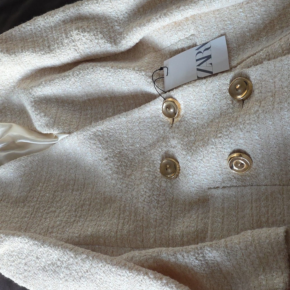 Zara Textured Tweed Double Breasted Blazer  size XS - Picture 11 of 11